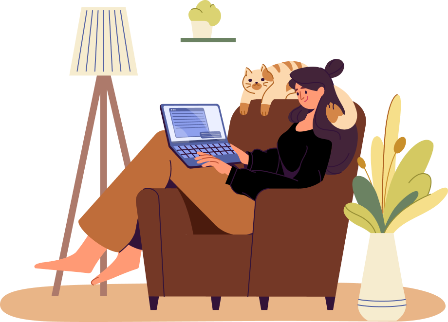 Illustration d’une personne travaillant à distance sur un ordinateur portable